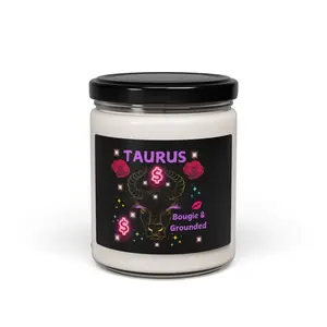 Taurus Scented Soy Candle, Bougie & Grounded, Astrology Gift, Home Decor, Birthday Gift for Taurus, Zodiac Candle, Relaxing Aromatherapy