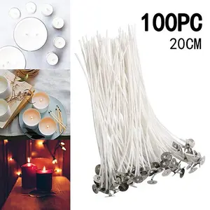 100 Pre-Waxed Candle Wicks, Ideal for DIY Candle Making Crafts, 15cm Long Wax Candles, Perfect for Christmas Decorations and Party Decor