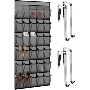 Over the Door Shoe Organizer with 30 Breathable Mesh Pockets - Large Capacity Closet Storage for Men & Women, Hanging Shoe Rack Organizer Hangable