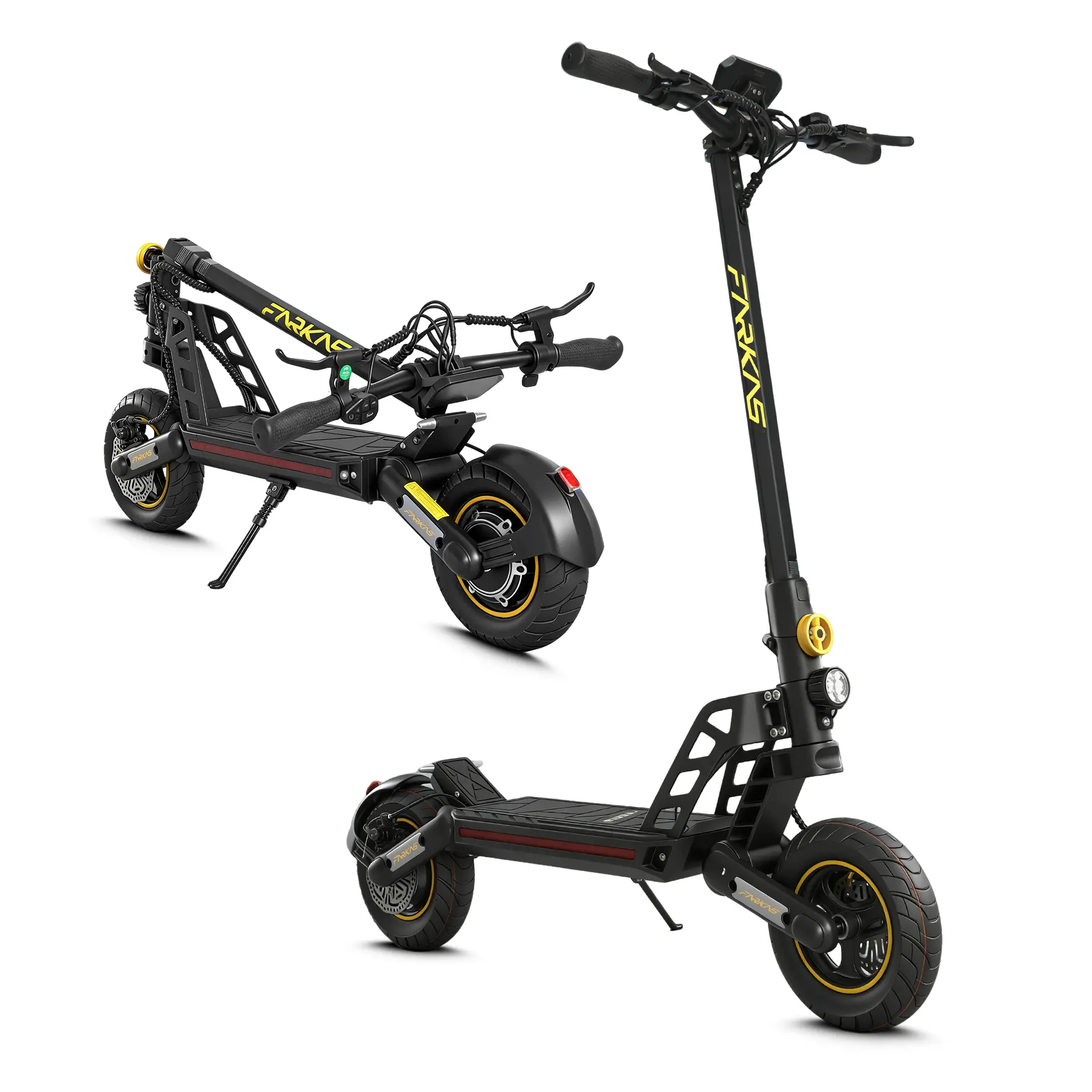 FARKAS 500W Motor Lithium Battery Scooter for Adults - Compact Foldable Off-Road E-Scooter, 40km/24mi Max Range, 35kph/21mph Top Speed, 10in Tires, Dual Rubber Suspension, Dual Brakes, Aluminum Alloy Frame, Turn Signal, Side Light,outdoorfun