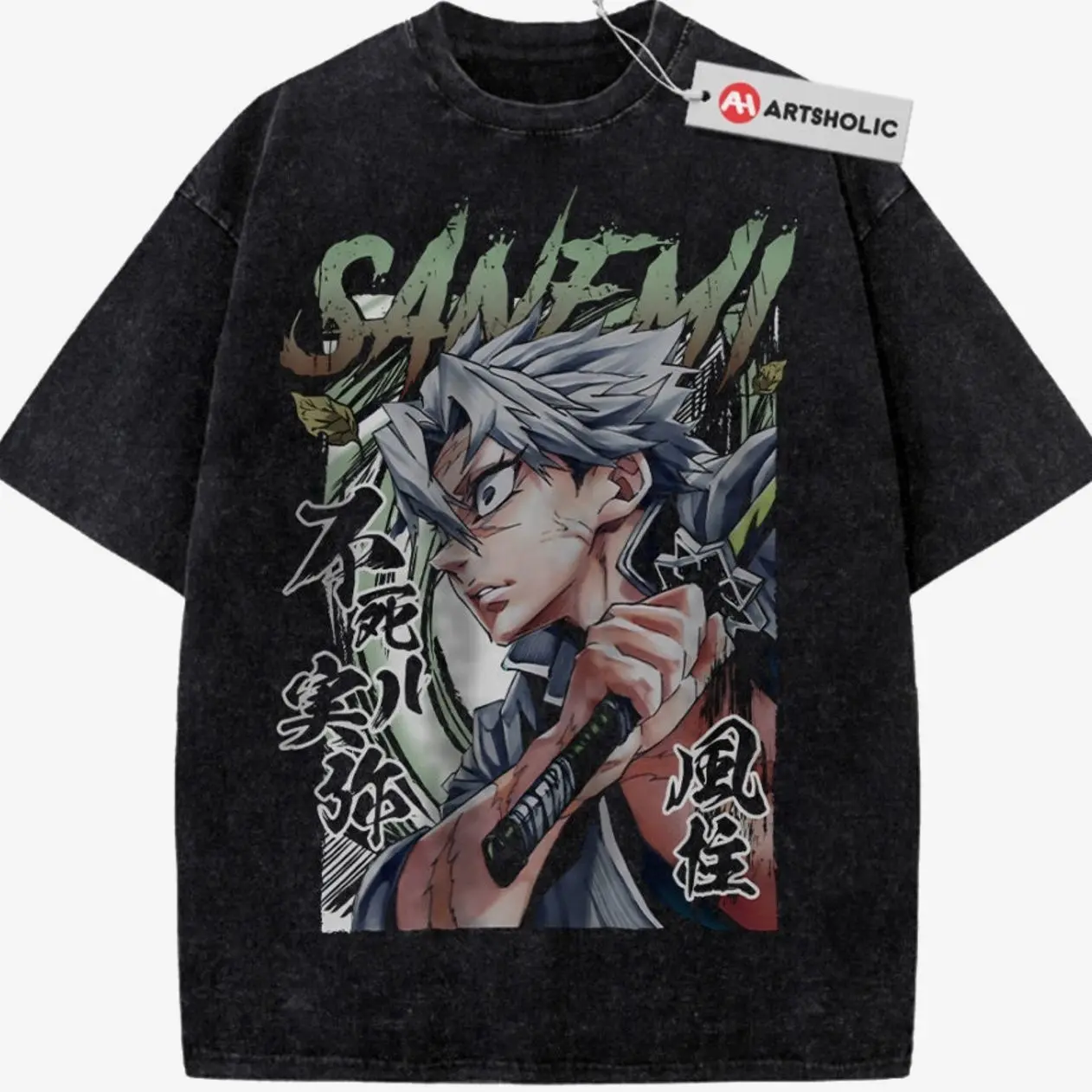 Sanemi Shinazugawa Shirt, Demon Slayer Shirt, Anime Shirt, Vintage Tee , Graphic Tee, Unisex Fashion, Full Color, Full Size, For Men, For Women