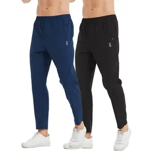 2 Pack Men's Sweatpants with Zipper Pockets Stretch Track Pants Athletic Workout Running Gym Golf Sweatpants for Men Streetwear Joggers Summer Casual Joggers