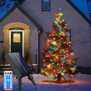 Solar Powered Christmas LED String Light, Outdoor Waterproof LED Fairy Light, Strobe Light, Colorful Ambient Garland Light for Home Garden Patio Decoration