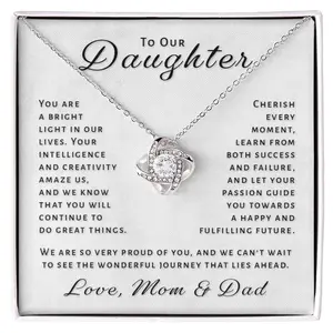Gift For Daughter From Mom & Dad - Bright Light Love Knot Necklace K7K