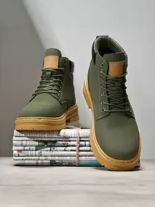 Men's High-Top Work Boots Worker | British-Inspired Ankle Boots | All-Purpose Autumn Shoes Rubber
