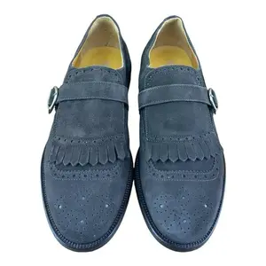 Testoni Bologna Suede Dark Brown Loafers Oxfords buckle Shoes Size US 12|45 Eu