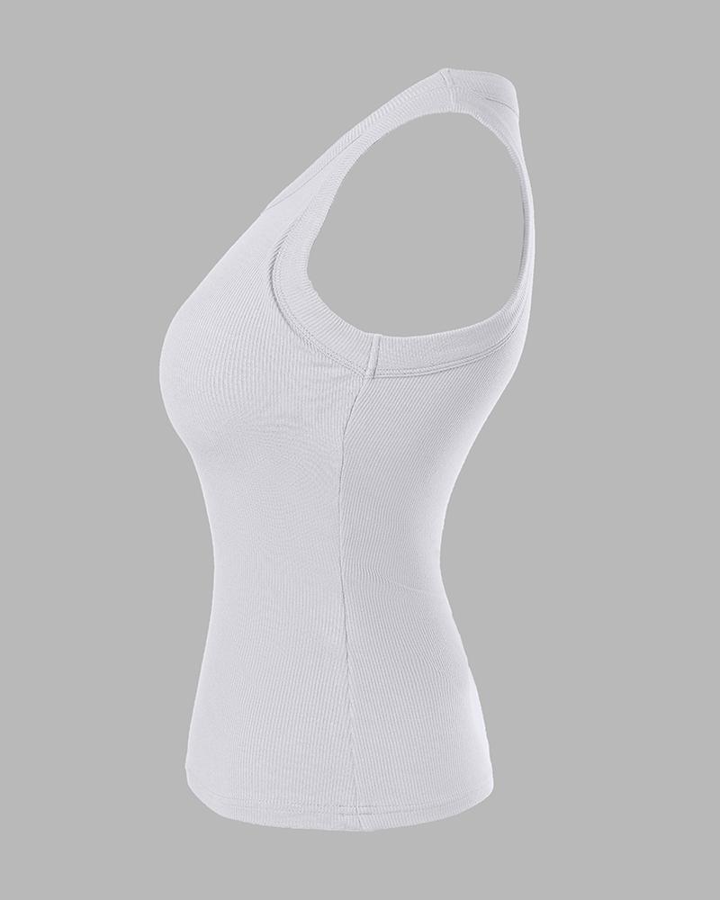 ChicMe 2 Piece Tank Tops with Built in Bras Athletic Tank Tops for Women Ribbed Tank Top/Ribbed Built-in Bra Tank Top