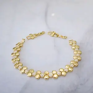 14K Gold Plated Bracelet  Elegant Zirconia Design | Adjustable 7” to 8” Double Extender