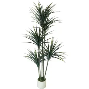5FT Artificial Dracaena Tree: Realistic Fake Plant with White Planter - Lifelike Silk Plant for Living Room Home Office - Low Maintenance Indoor Tree