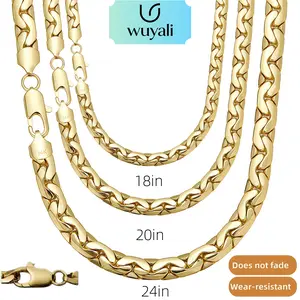 Stainless Steel Flat Link Necklace - Hypoallergenic Costume Jewelry with 18-24 in Length Options