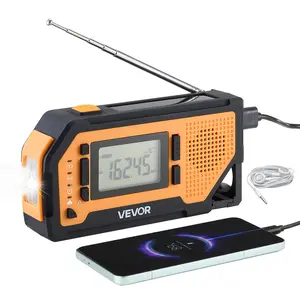 VEVOR Emergency Weather Radio, TikTokShopBlackFriday, 2000mAh Battery, FM/AM/WB/NOAA Alert Solar Hand Crank Emergency Radio, with USB Charging Cable, SOS Alarm and Flashlight, Portable for Outdoor Emergencies, Camping