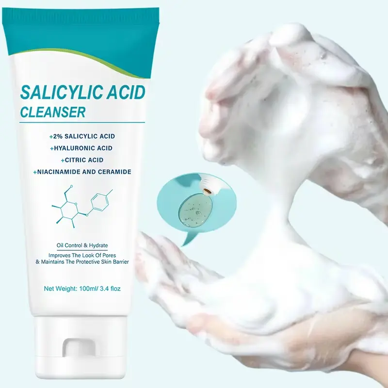 Salicylic Acid Cleanser, Moisturizing Facial Wash, with Hyaluronic Acid, Niacinamide, Citric Acid, And Ceramide, for Deep Cleansing, Unisex, Fresh Scent, Paraben-Free