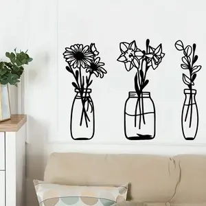 Creative Line Flower Vase Pattern Wall Stickers