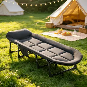 Camping Cot for Adults, 6 Angle Adjustable Folding Camping Bed with Mattress, Foldable Camping Bed for Camp, Office, Outdoor, Lightweight Camping Cot Supports 450 lbs