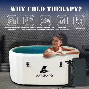 Lumizone Inflatable Cold Plunge Tub Ice Bath,One Person Portable Ice Bath Tub with Lid, Drop Stitch PVC,Double Layer Seals,Includes Pump,Water Chiller Compatible,Oversized for Athletes, for Adults