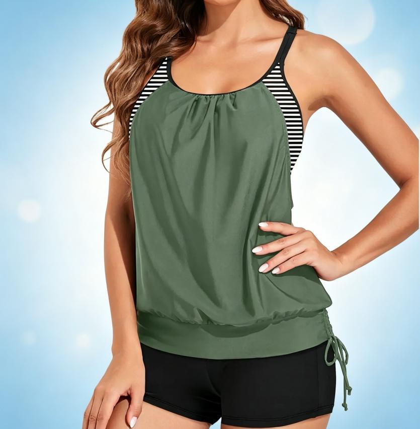  Tankini Swimsuits Two Piece Tummy Control Bathing Suits  Top with Sporty Boy Shorts Plus Size Tankini Swimsuits for Women Swimwear Swimsuits for Curvy Women