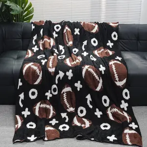 Cozy Football Throw Blanket, Lightweight Soft Sports Bedding for Adults Warm Plush Reversible Rugby Game Blanket Great Holiday Throw Blanket for Bed Sofa, print blanket gift280gsm