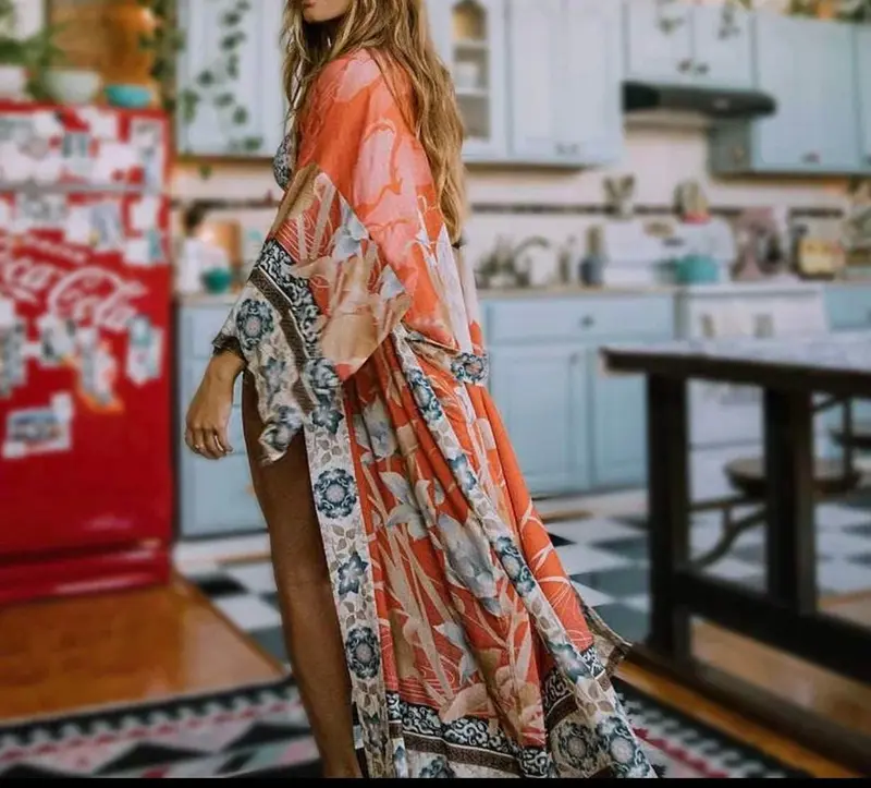 Boho long leaf dress kimono - TikTok Shop Boho long leaf dress kimono - TikTok Shop
