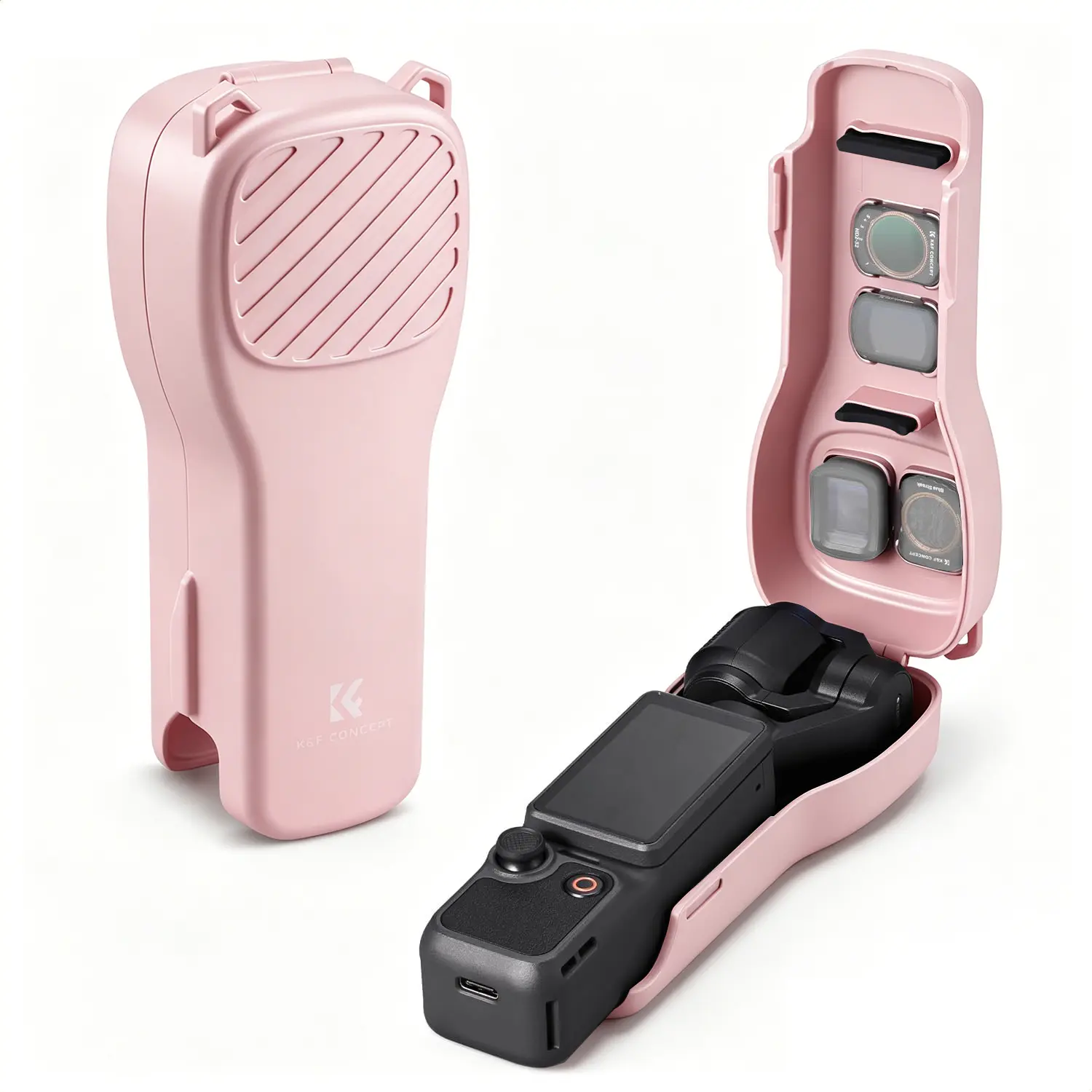 K&F CONCEPT PT61 Protective Case Compatible with DJI Osmo Pocket 4 & Pocket 3, Hard Shell Carry Case with Built-in Filter Storage, PC Protective Cover with Soft Lining, Portable Travel Storage Case