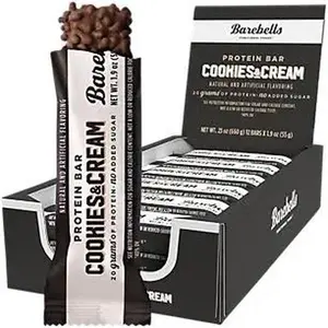Barebells Protein Bars Cookies & Cream - 12 Count, Pack of Protein Snacks with 20g of High Protein - Chocolate Protein Bar with 1g of Total Sugars - On The Go Protein Snack & Breakfast Bars caramel cashew bar cooky total sugar