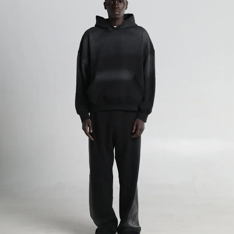 Garment Dye Distressed Drop Shoulder Hoodie