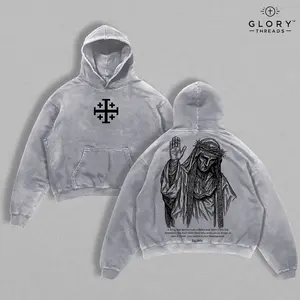 Baldwin IV The Leper King Hoodie Washed, Crusader King of Jerusalem Hoodie Tee, Jerusalem Cross Medieval Christian Shirt, Vintage Washed Gothic Faith Streetwear - Jesus Apparel - Christian Outfit VG4