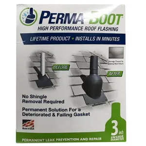 212 MAIN Perma-Boot 4000400 Plastic Roof Flashing - 7.25x8 in, Black, for Leak Repair