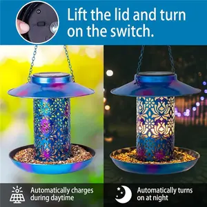 Solar Bird Feeder Garden Lantern Weatherproof and Water Resistant Birdfeeders