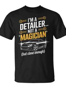 Professional Car Detailing T-Shirt for Men, Perfect for Everyday Use in . A Humorous Christmas Novelty Shirt, Stylish Summer Streetwear Made from High-Quality, Comfortable Pure, Weighing 220G