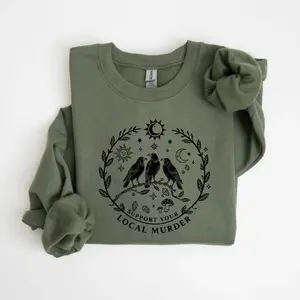 Support Your Local Murder Sweatshirt for Crow Lovers, Nature Lovers, Funny Crow Sweater, Goblincore Sweatshirt, Lunar Phase Sweater