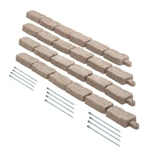 VEVOR Faux Stone Landscape Edging, 46.4 x 2.2 in Realistic Lawn Edging, Flexible Brick-Sized Garden Edging Border with Anchoring Spikes, Fade-Resistant Yard Edging for Driveways Walkway Brown