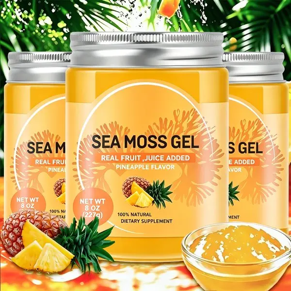 True Irish Sea Moss Gel, Premium Sea Moss Gel Superfood, Pineapple-Flavored Sea Moss Gel, Packed with Delicious Fruit Puree, Vitamins, And Minerals, 8 Ounces Per Bottle.