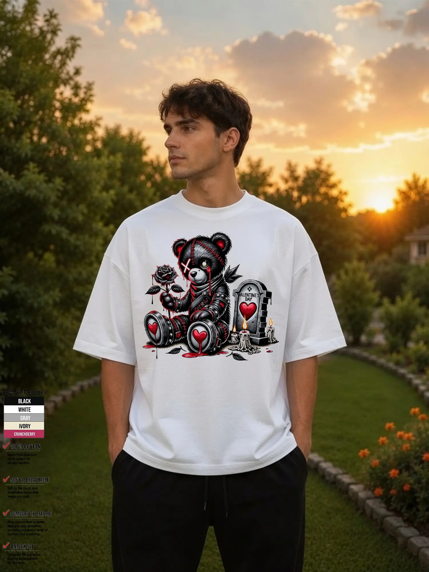 Horror PNG ,Dark Emo Bear | Gothic Valentine’s Day Sublimation | Sad Love Graffiti Clipart | DTF Transfer for T-Shirts