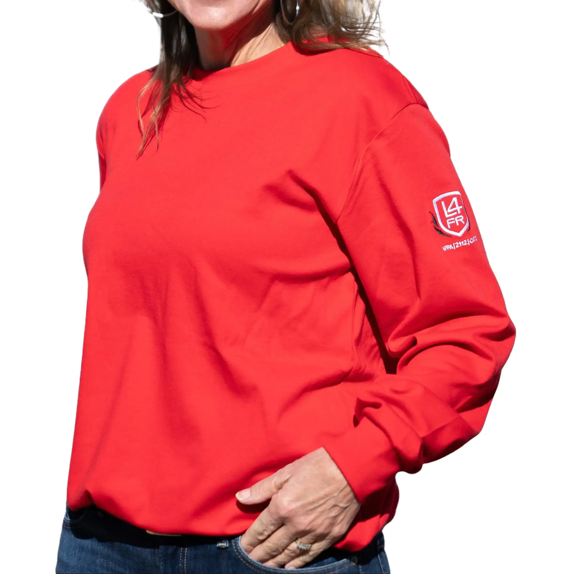 L4FR WellWork 2.0 Men's FR Long Sleeve Work Shirt - CAT 2, 6oz Moisture-Wicking, Breathable, Lightweight Fabric, Ribbed Cuffs Menswear Top