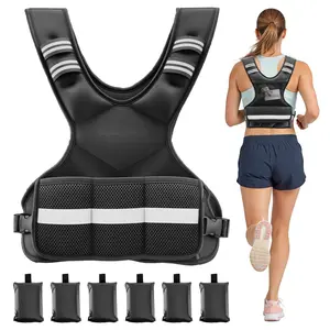 Adjustable Weighted Vest For Strength Training And Cardio, 4-10 Lbs Range, Comfortable X-Shape Design With 6 Weight Packs, Reflective Stripe, Men And Women Fitness Gear For Running, Jogging, Crossfit, Gym Workouts