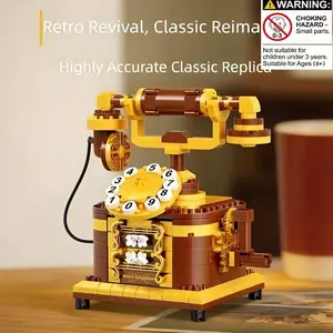 Vintage Phone Building Blocks Set, Micro Particles Assembly Kit, Elegant Retro Decor, Birthday Gift, Unisex Model 20250105