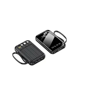 10000mAh Mini Cute Pocket Size Mobile Power Bank, 22.5W Fast Charging, Smartphone Accessories built-in cables travel battery pack, for iPhone and Android Devices