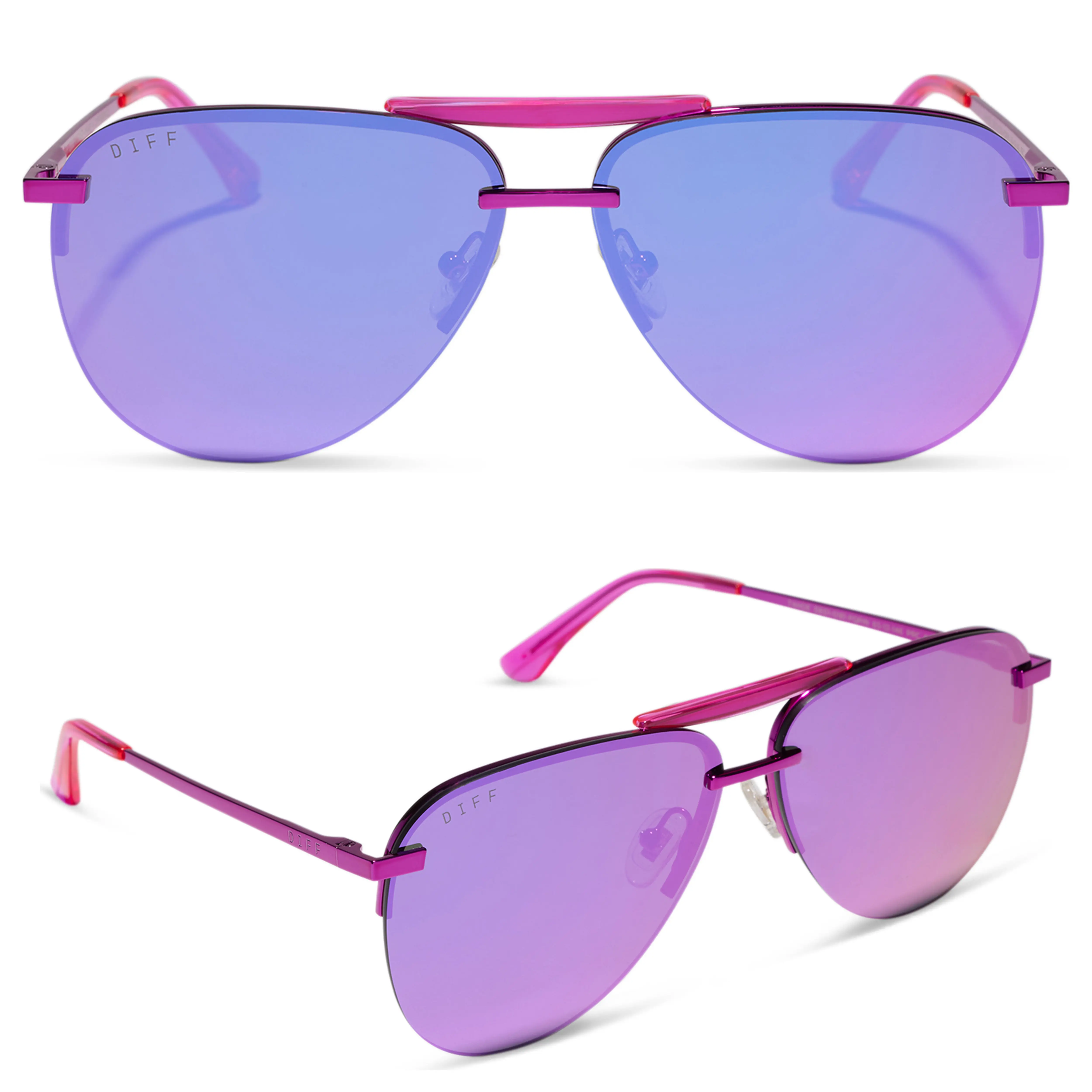DIFF Tahoe Designer Oversized Aviator, Pink Lenses DIFF Tahoe Designer Oversized Aviator, Pink Lenses