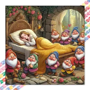 1 DIY diamond painting kit, 5D diamond art set, DIY decoration, little bed, seven dwarfs, forest diamond painting set, full round diamonds, mosaic, diamond art, DIY art home decor, suitable for Christmas