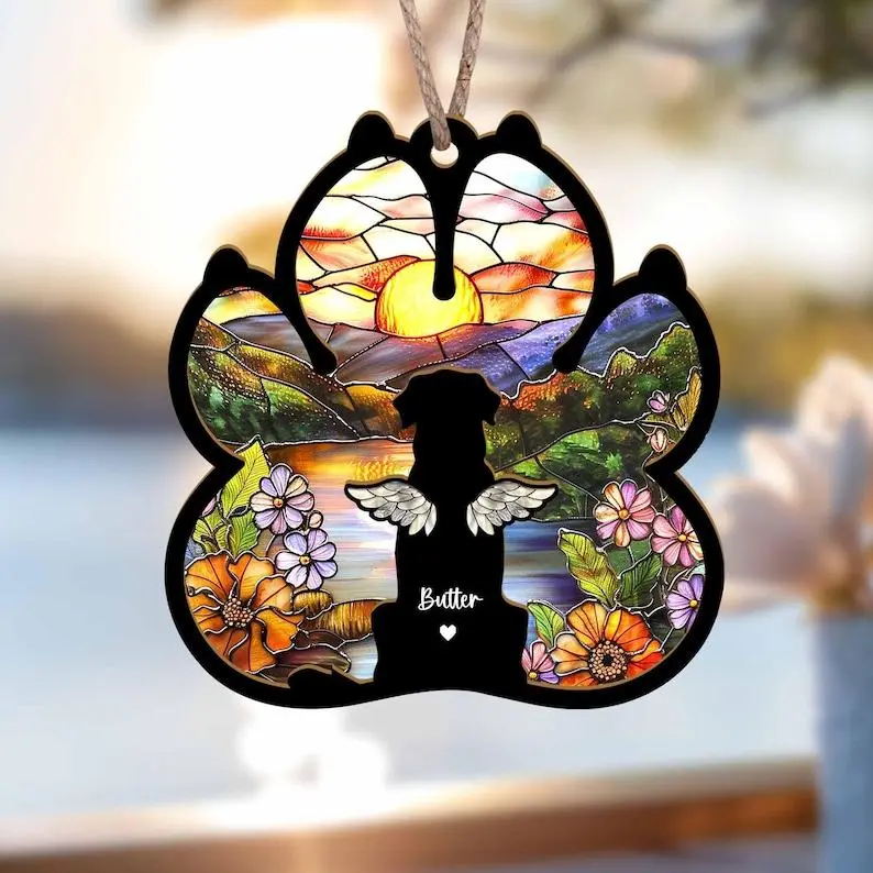 Personalized Dog Loss Sympathy Gift, Custom Dog Memorial Suncatcher, Pet Memorial Gift, Loss of Dog Gift, Dog Remembrance Gift