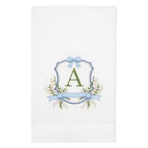 Embroidered Bow Crest Monogrammed Hand Towel