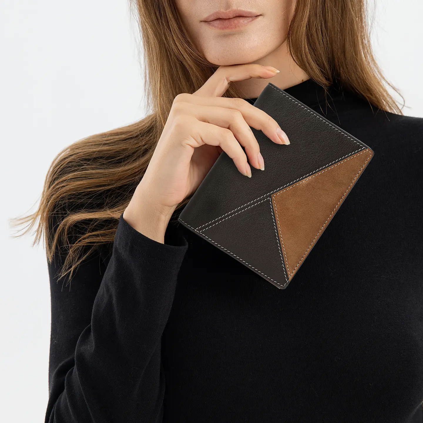 Women's bag - kite-shaped passport bag - top layer vegetable-tanned cowhide multi-functional wallet - multiple card slots money clip