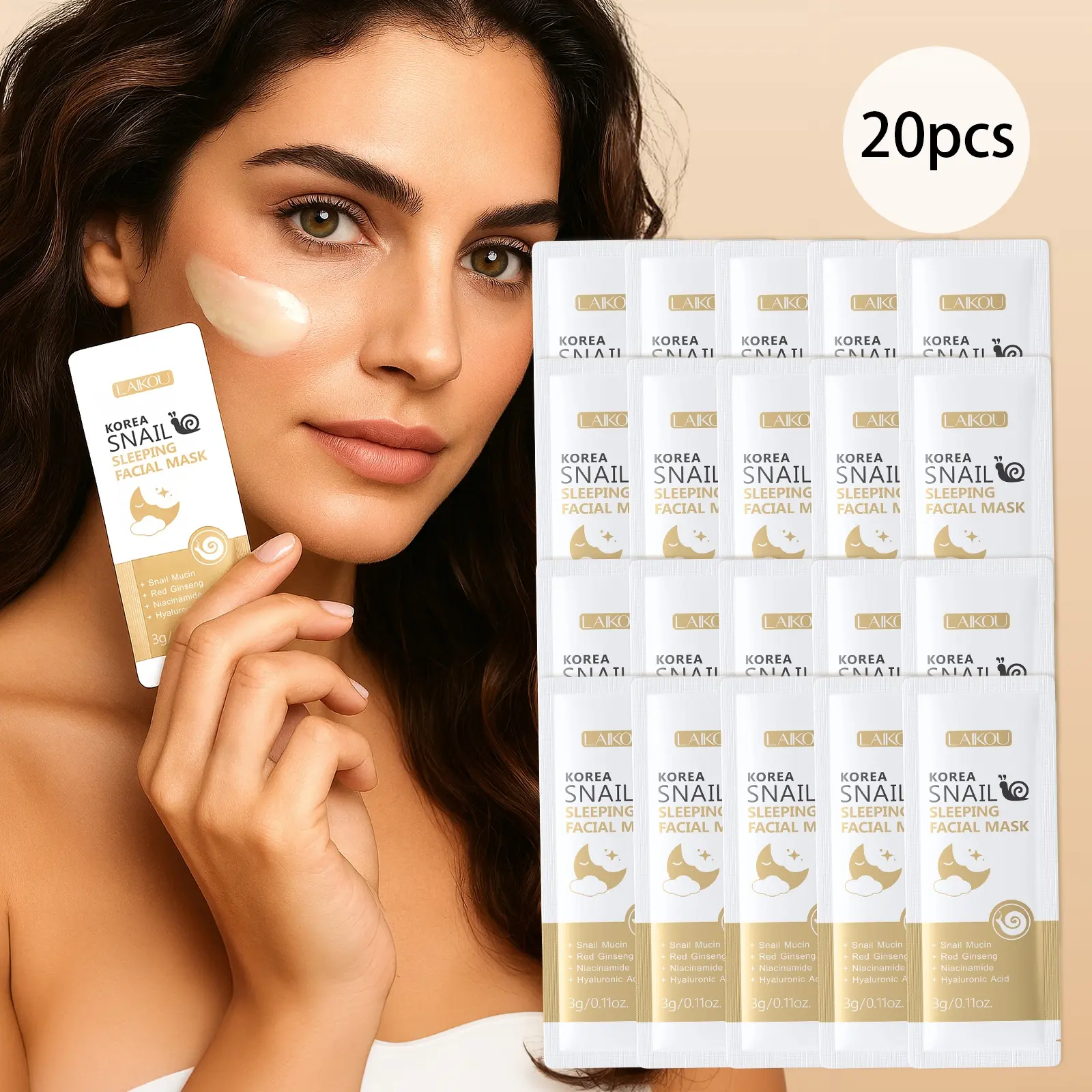 Snail Sleep Mask Hydrating Overnight Facial 3g , Moisturizing Face Cream, Moisturizer, Skin Care for Women & Men