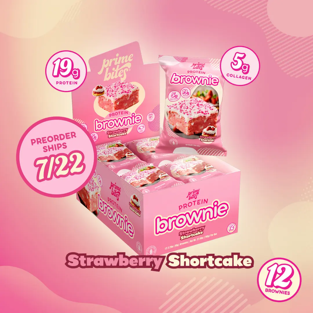Strawberry Shortcake Prime Bites - 12 Pack Protein Brownies with 19g Protein & 5g Collagen - Fresh-Baked High Protein Snack with Sprinkles & Low Sugar Strawberry Shortcake Prime Bites - 12 Pack Protein Brownies with 19g Protein & 5g Collagen - Fresh-Baked High Protein Snack with Sprinkles & Low Sugar