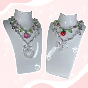 Strawberry and Peaches Necklace Female Female Female Female