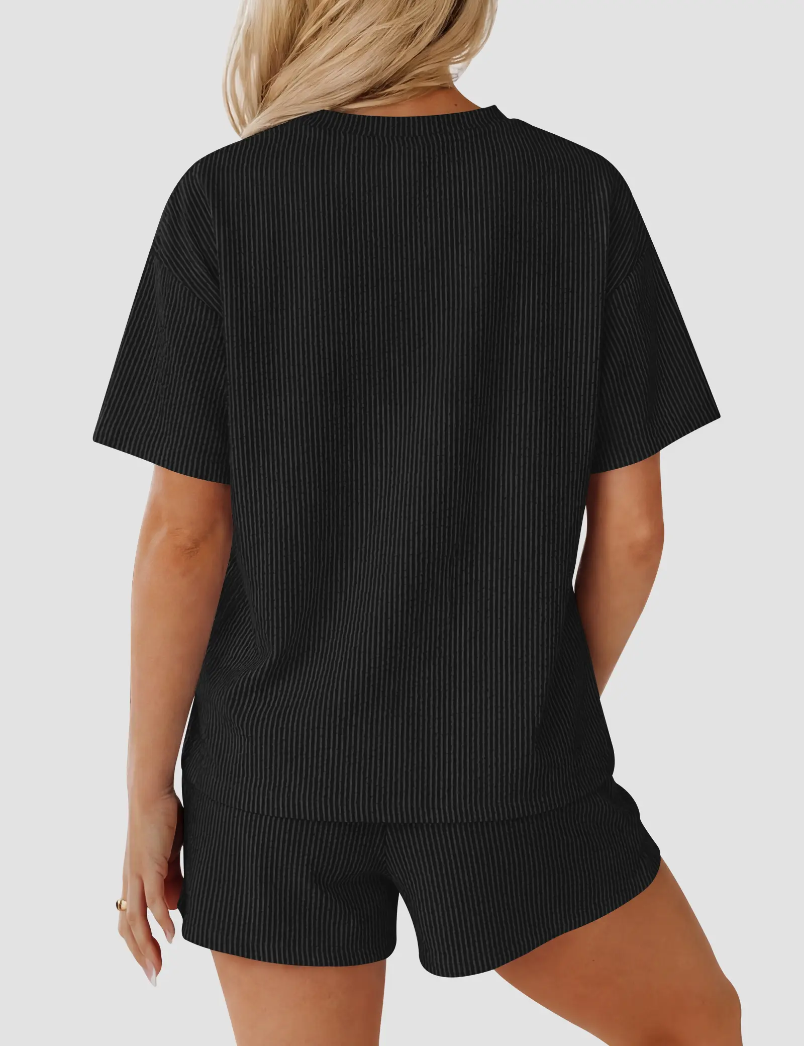 Women’s Ribbed 2 Piece Lounge Set Short Sleeve Top & Shorts Matching Set for Casual Summer Outfits Soft Knit Fabric with Pockets SummerVibes Womenswear Clothes, Women's Clothes, 2 Piece Sets