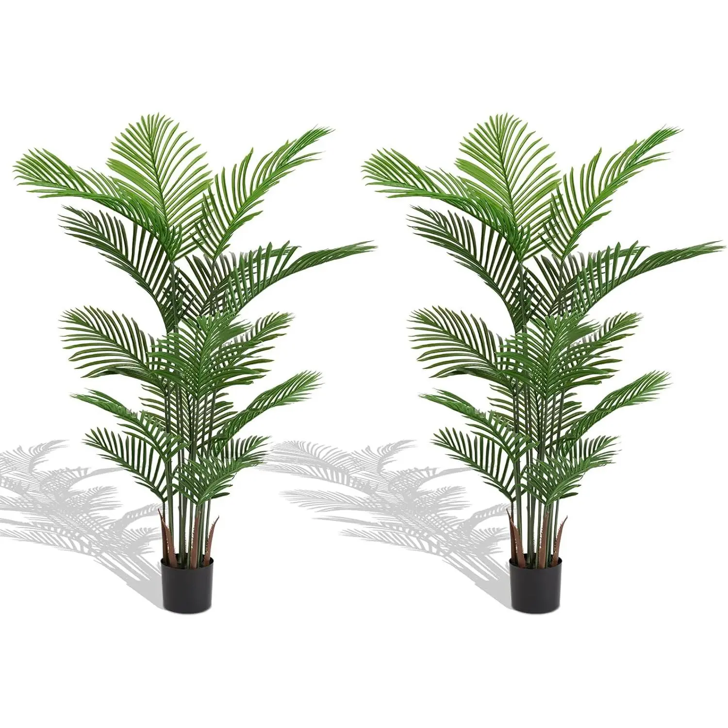 5.2 ft Artificial Areca Palm Trees Set of 2, Potted Faux Tropical Plants for Indoor Home, Outdoor Garden Decor, Home Improvement & Garden Supplies