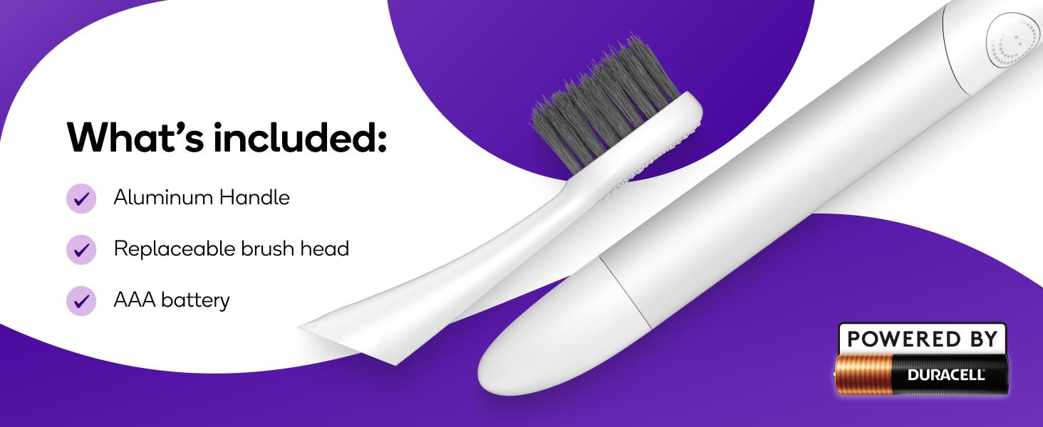 Nova Sonic Toothbrush Bundle- 2 Spare Replacement Heads,Oral Care, Daily Use, 18,000 VPM,Whitening Mode, AAA Battery, Aluminum Handle