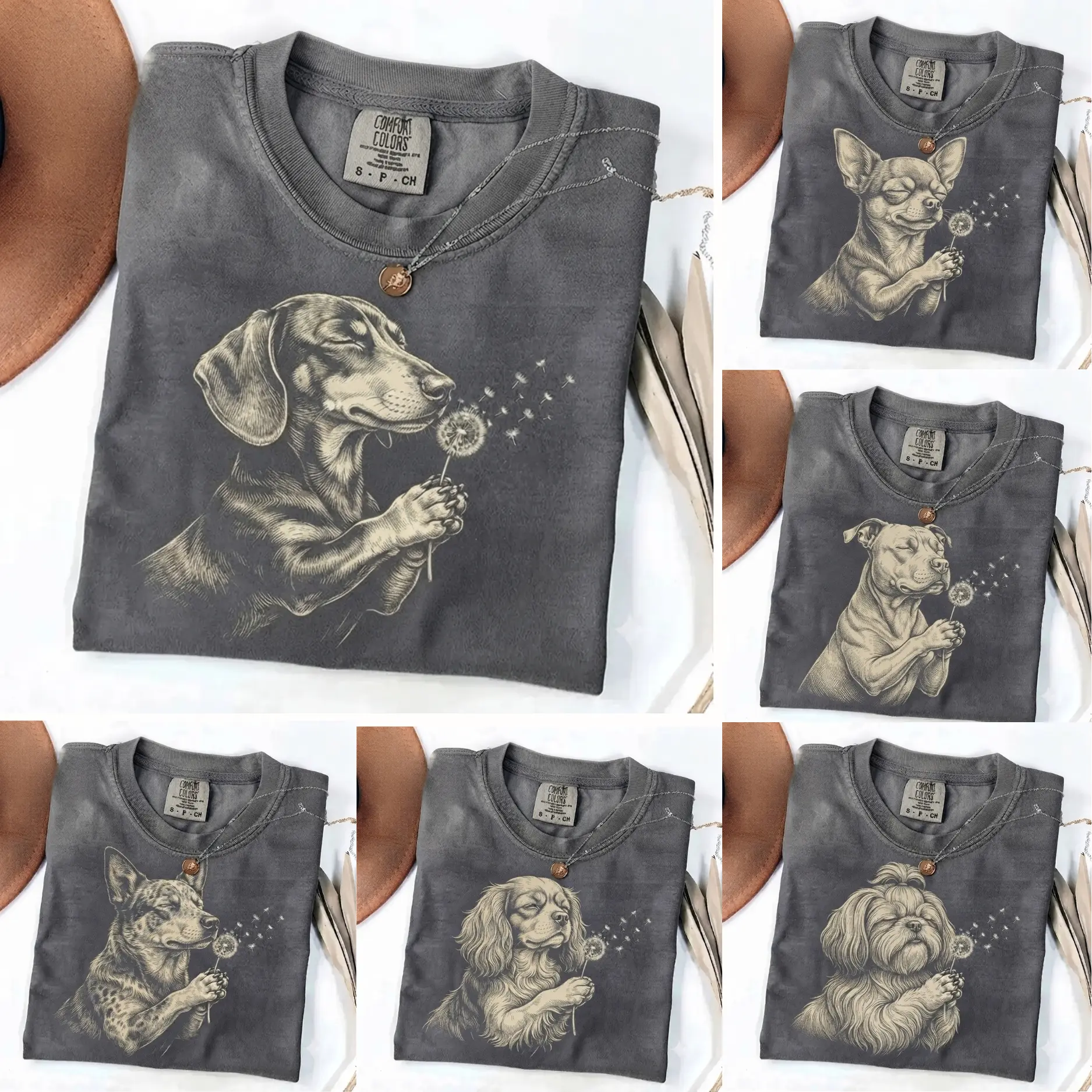 [Sale up to 50%] Comfort Colors Dog Breeds Graphic Shirt, Cute Wildlife Tee, Botanical Forest Animal T-Shirt, Gift for Nature Lovers - KL