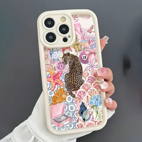 Customized Vintage Collage Leopard Silicone TPU Smartphone Case - 1.2mm, Soft-Touch Comfy Grip, Non-Slip, Shockproof Drop Protection, Scratch-Resistant, Fits Slim, Screen+Cam Buffer for iPhone 17,16,15,14 Pro Max,13,12,11,Air,XR,XS,Plus | Mobile Accessory